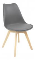 Krzesło skandynawskie szare z nogami drewnianymi i poduszką