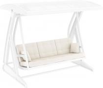 Biała huśtawka ogrodowa Siesta Hawaii z poduszkami