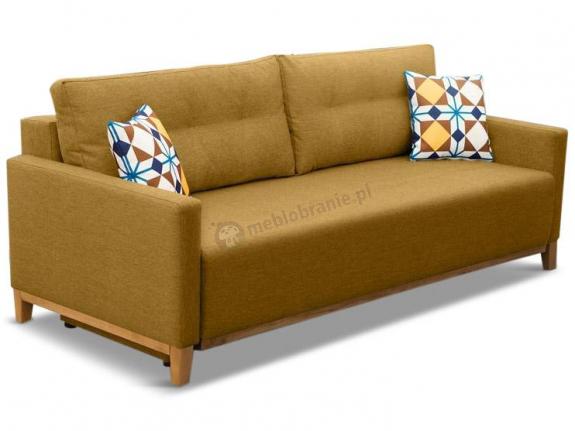 Sofa rozkładana 2 osobowa musztardowa Ariel