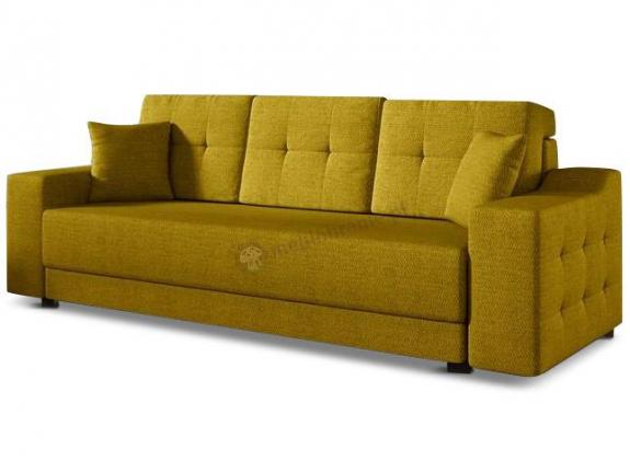 Musztardowa sofa do salonu z funkcją spania Cypis