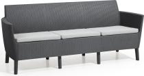 Sofa trzyosobowa Salemo grafit z poduszkami na taras