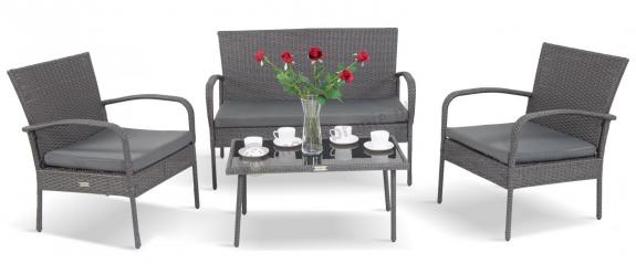 Komplet ogrodowy z technorattanu Morrone Set Anthracite