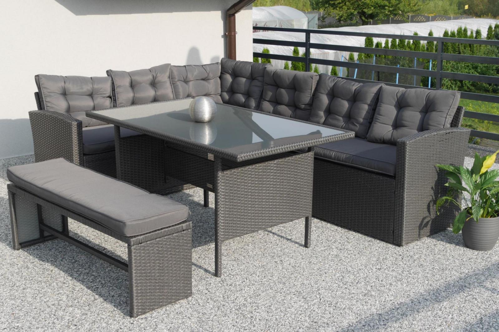 Narożnik tarasowy z technorattanu ciemnoszary