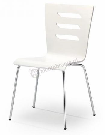 Białe krzesło do kuchni chromowane nóżki K155 Halmar
