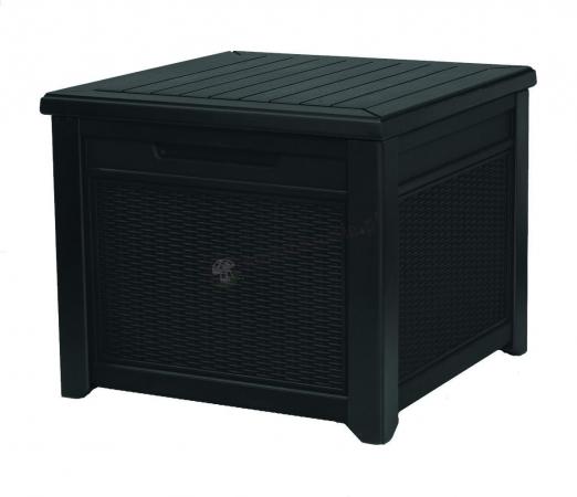 Stolik skrzynia na poduszki ogrodowe Cube Rattan grafitowy 208L