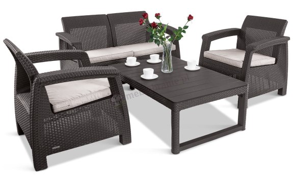 OUTLET - Komplet ogrodowy z regulowanym stolikiem Corfu Set Lyon brązowy