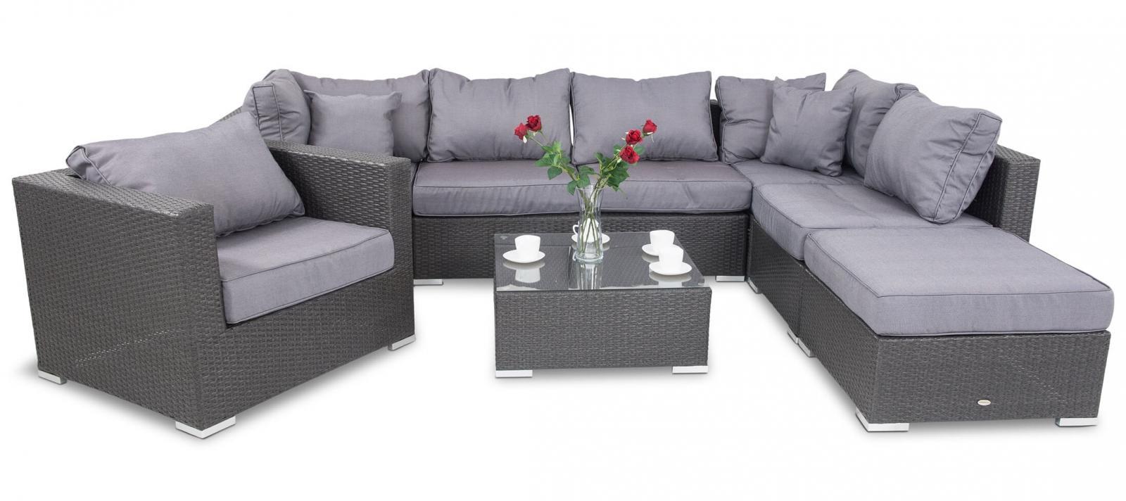 Technorattanowe meble modułowe z fotelem