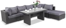 Meble technorattanowe szare z obiadowym stołem Nilamito VIII Plus Anthracite & Blue Grey