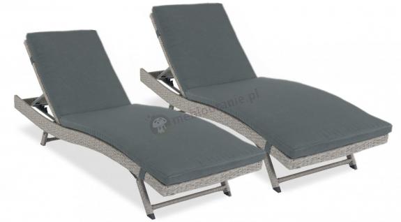 Zestaw leżaków z poduszką technorattan Nilamito Grey & Dark Grey