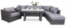 Modułowy zestaw technorattanowy z fotelem i wysokim stołem Nilamito VIII Plus Anthracite & Blue Grey