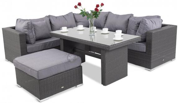 Meble technorattanowe z wysokim stołem Nilamito IX Plus Anthracite & Blue Grey