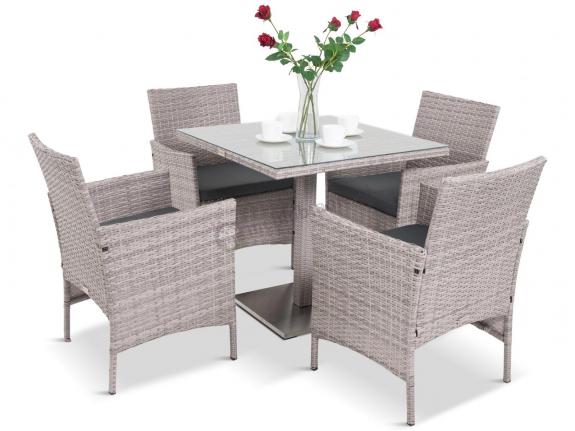 Meble obiadowe technorattanowe Primo/Flavio 4+1 Grey