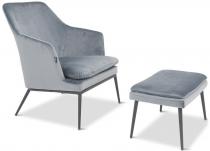 Fotel z podnóżkiem Egersund jasnoszary/czarny