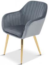 Welurowe krzesło na złotych nóżkach ciemnoszary Largo gold