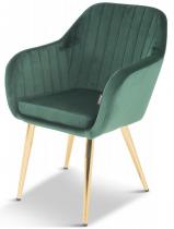 Krzesło na złotych nóżkach butelkowa zieleń Largo gold