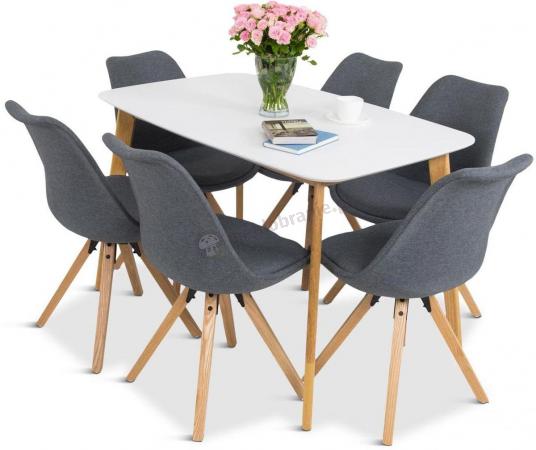 Stół 120cm + 6 Krzeseł Komplet Do Jadalni Enok Mo I 6