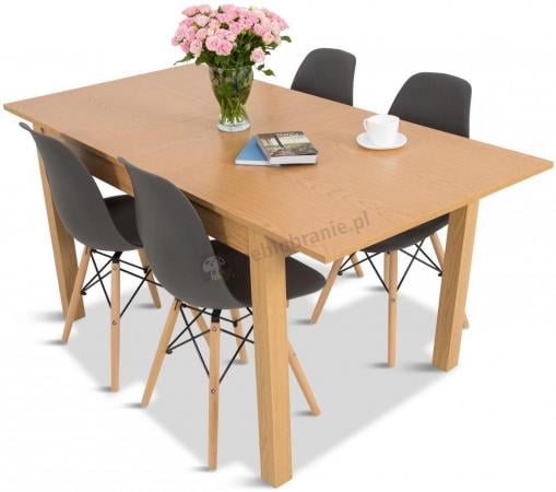 Komplet 4+1 rozkładany stół 120-160cm i krzesła szare Olof P 4