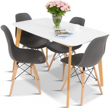 Komplet 4+1 biały stół 120cm i krzesła szare Olof Mo I 4