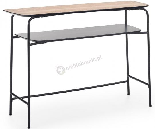 Genua KN1 konsola na czarnych nogach z drewnianym blatem 110x35x78