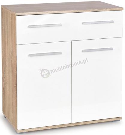 Komoda klasyczna do salonu 77x40x82 biała dąb sonoma
