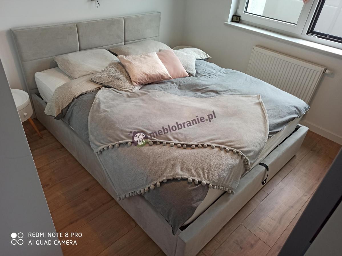 Łóżko tapicerowane z pojemnikiem 140x200 cm szare