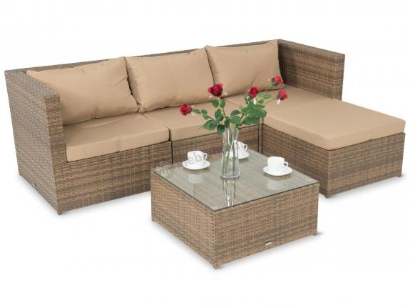 Komplet mebli z technorattanu Farlito V Dark Beige & Latte