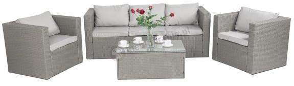 Szary zestaw mebli ogrodowych technorattan Stefano Set Max Grey & Ivory
