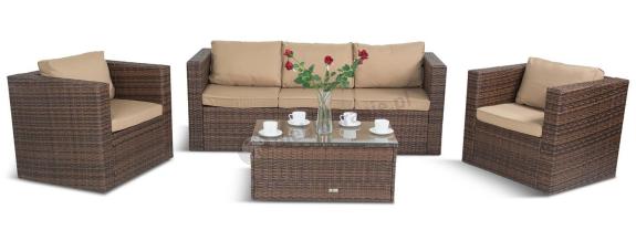 Brązowe meble tarasowe technorattanowe Stefano Set Max Carmel & Latte