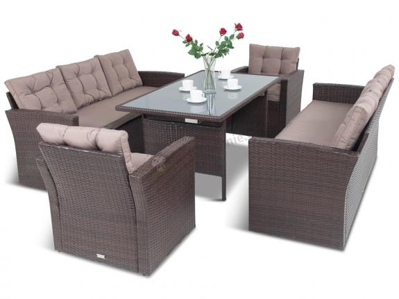 Zestaw technorattanowy z wysokim stołem Topiano Grande Brown