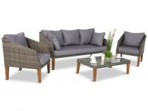 Szary komplet na drewnianych nogach do ogrodu