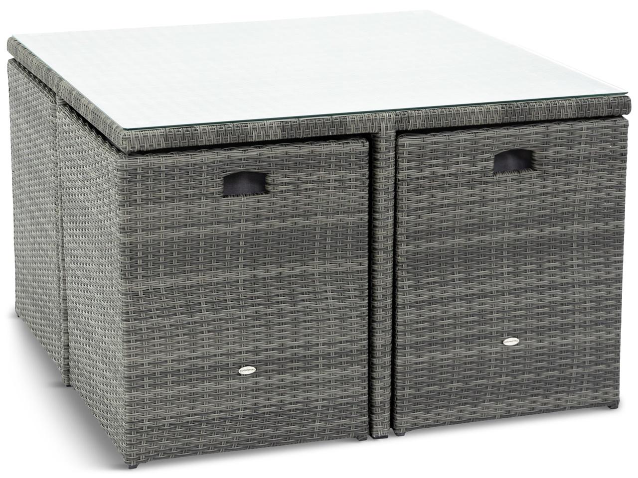 Szare meble technorattanowe składane w kostkę