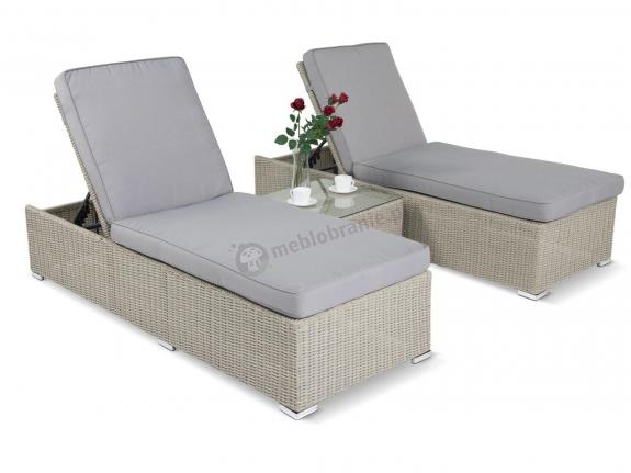Meniza Off-White Elite & Taupe zestaw technorattanowych leżaków