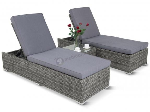 Zestaw leżaków ze stolikiem Meniza Dark Grey Elite & Blue Grey