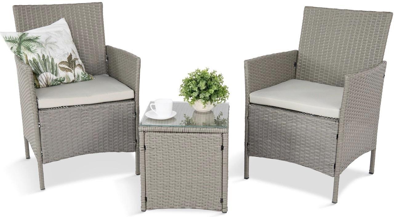 Technorattanowy komplet balkonowy szary