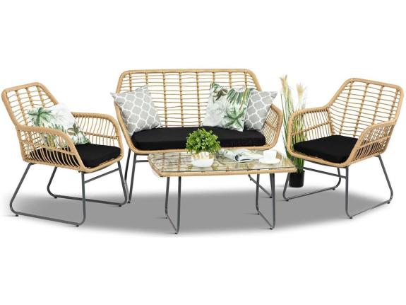 Zestaw ogrodowy rattanowy rope ze stolikiem Torgiano Set brązowy