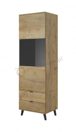 NEST W-2 witryna na nóżkach dąb lefkas/ czarny