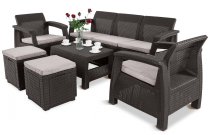 Meble ogrodowe Corfu Set Max Brąz z pufami