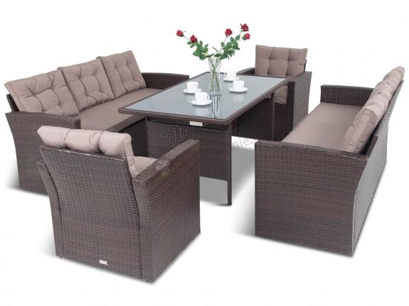 OUTLET - Zestaw technorattanowy z wysokim stołem Topiano Grande Brown