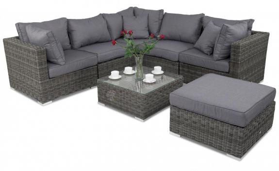 Nowoczesny narożnik technorattanowy LIGURITO IX Dark Grey