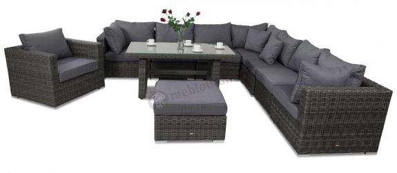 Meble technorattanowe LIGURITO XI Plus Dark Grey + fotel