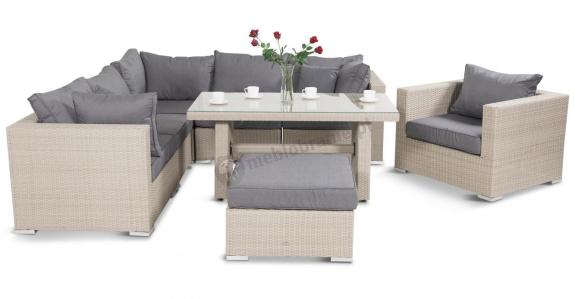 Meble technorattan NILAMITO IX PLUS Light Grey + fotel