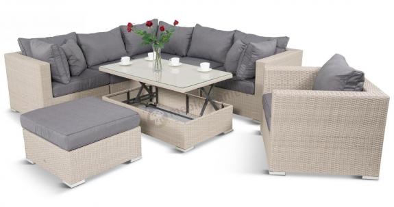 Meble na taras z podnoszonym stołem NILAMITO IX Light Grey + fotel