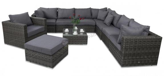 Nowoczesne meble technorattanowe LIGURITO XI Dark Grey + fotel