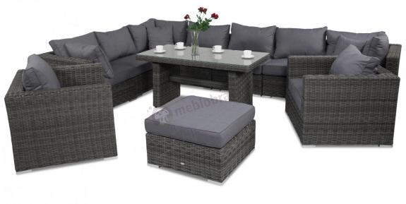 Modułowe meble technorattan LIGURITO XI Plus Dark Grey + 2 fotele