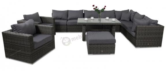 Meble technorattanowe na taras LIGURITO X Plus Dark Grey + 2 fotele
