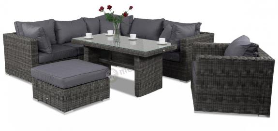 Zestaw narożny technorattan LIGURITO IX Plus Dark Grey + fotel