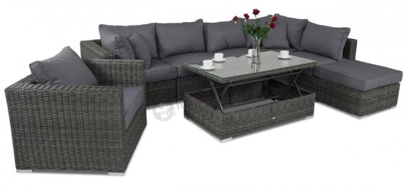 Meble tarasowe z regulowanym stolikiem LIGURITO VIII Dark Grey + fotel