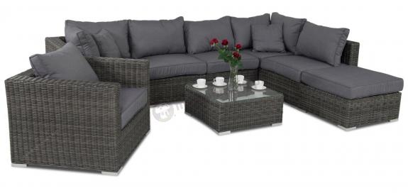Meble tarasowe z technorattanu LIGURITO VIII Dark Grey + fotel