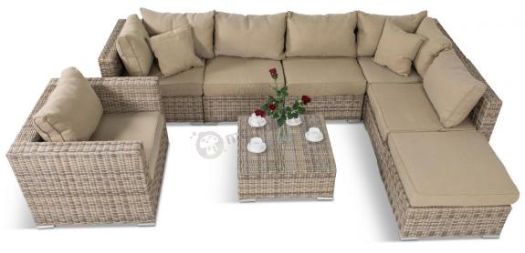 Meble tarasowe z technorattanu LIGURITO VIII Beige + fotel
