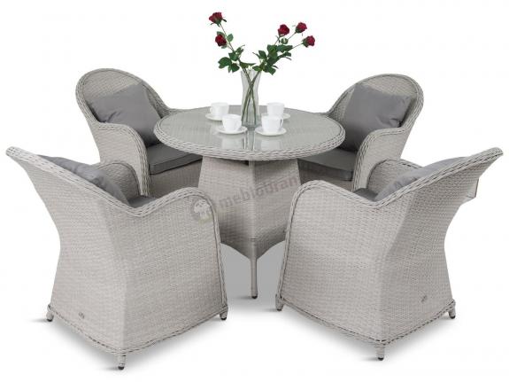 Altito Quatro Dining zestaw obiadowy z technorattanu Off-White & Taupe